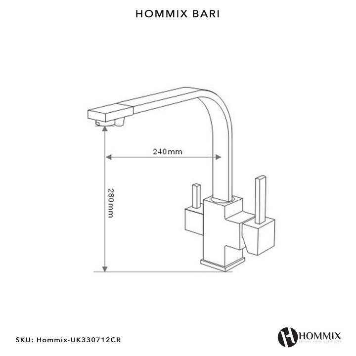 Hommix Bari Chrome 3-Way Tap (Triflow Filter Tap) - Hommix UK