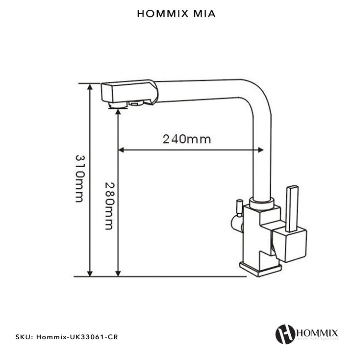 Hommix Mia Chrome 3-Way Tap (Triflow Filter Tap) - Hommix UK
