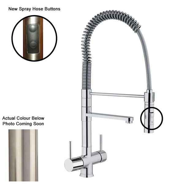 Hommix Miziana Tall Brushed Pull-Out Spray-Hose 3-Way Tap (Triflow Filter Tap) - Hommix UK