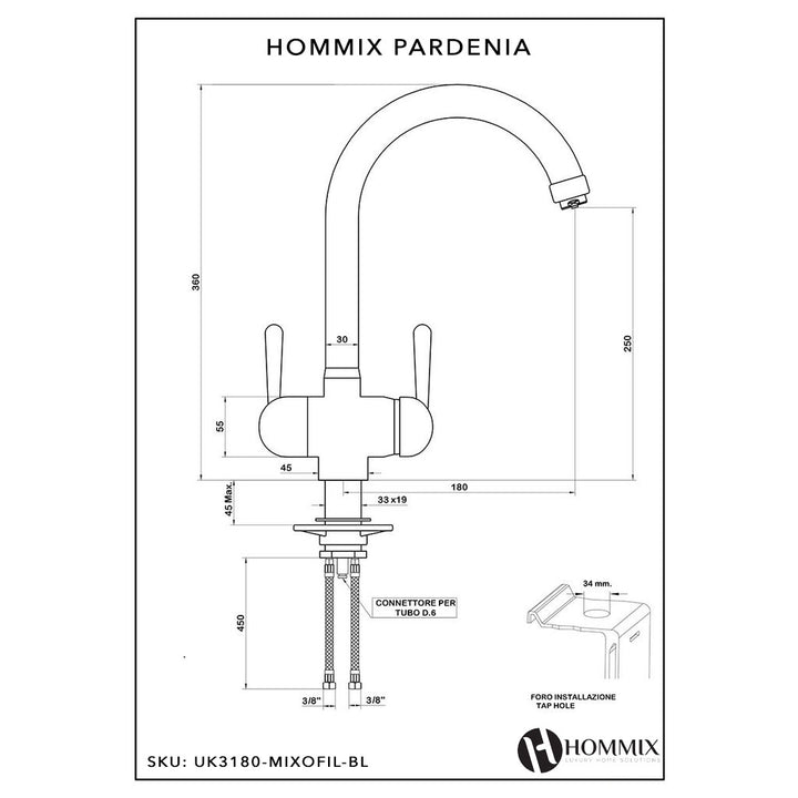 Hommix Pardenia Black 3-Way Tap (Triflow Filter Tap) - Hommix UK