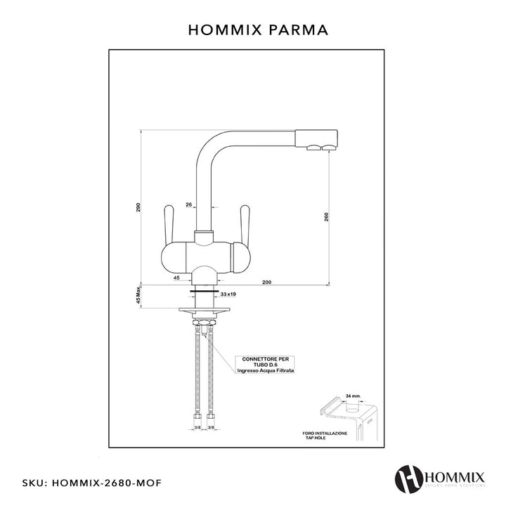 Hommix Parma Copper 3-Way Tap (Triflow Filter Tap) - Hommix UK