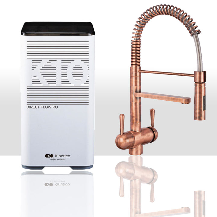 Kinetico K10 Direct Flow RO System With Hommix Tatiana Copper Spray-Hose 3-Way Tap - Hommix UK