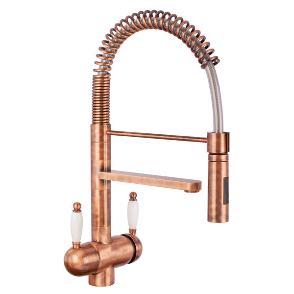 Hommix Tatiana Copper Pull-Out Spray-Hose 3-Way Tap (Triflow Filter Tap) - Hommix UK