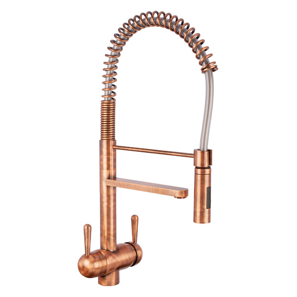 Hommix Tatiana Tall Copper Pull-Out Spray-Hose 3-Way Tap (Triflow Filter Tap) - Hommix UK