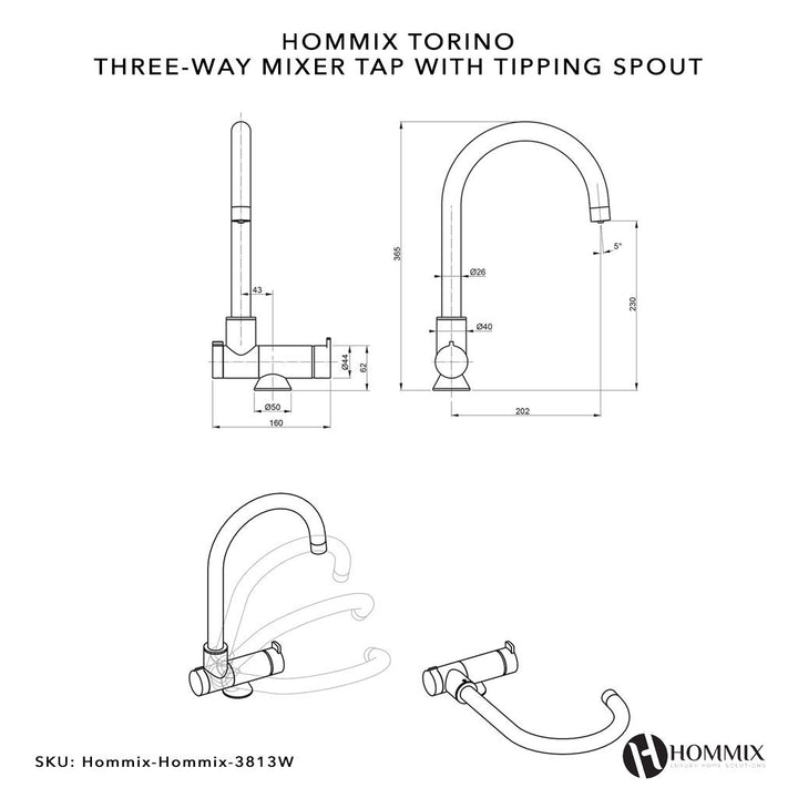 Hommix Torino Chrome Folding 3-Way Tap (Triflow Filter Tap) - Hommix UK