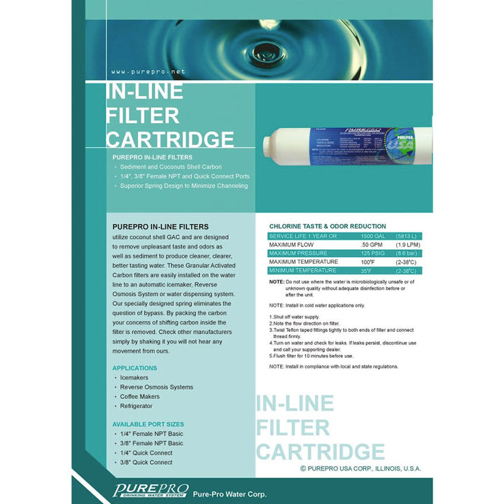 Pure-Pro Post Carbon Inline / Replacement Filter (Fittings Included) - Hommix UK