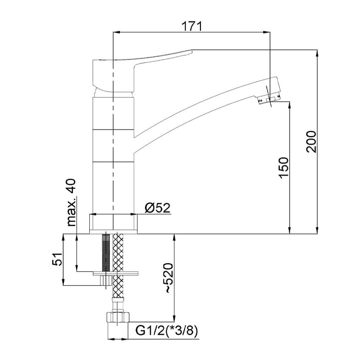 Rubineta Static-19 Long Reach Chrome Basin Tap - Hommix UK