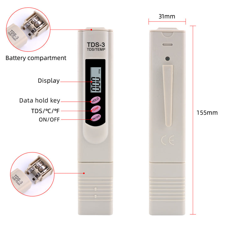 TDS-3 & Temperature Meter - Hommix UK