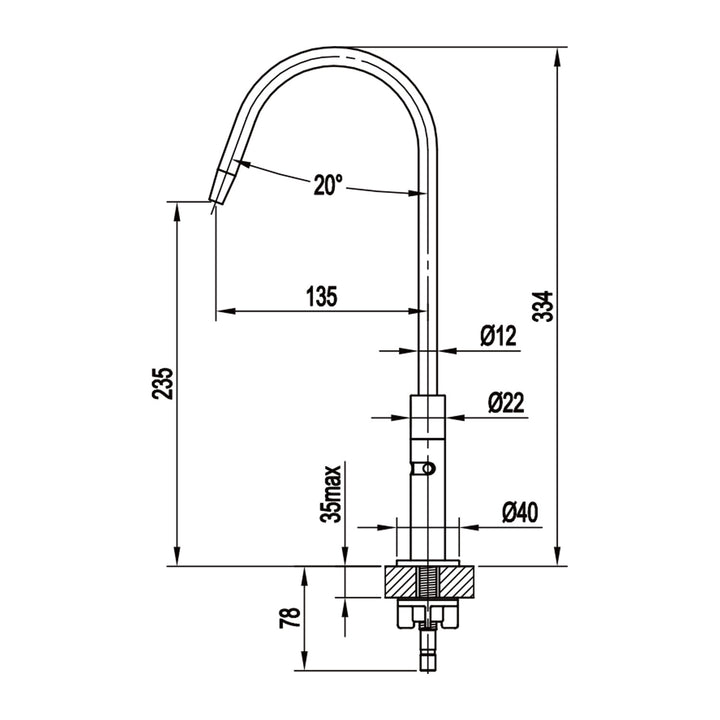 Hommix Vasto 304 Stainless Steel Elegant Single Water Dispensing Tap - Hommix UK